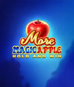 На изображении игрового автомата More Magic Apple от 3 Oaks Gaming, показывающего волшебный лес с яркими символами, включая замки, магические яблоки и известных сказочных героев. В центре виден название слота More Magic Apple, сопровождаемый яркими и запоминающимися графическими элементами, создающими атмосферу сказочного приключения.